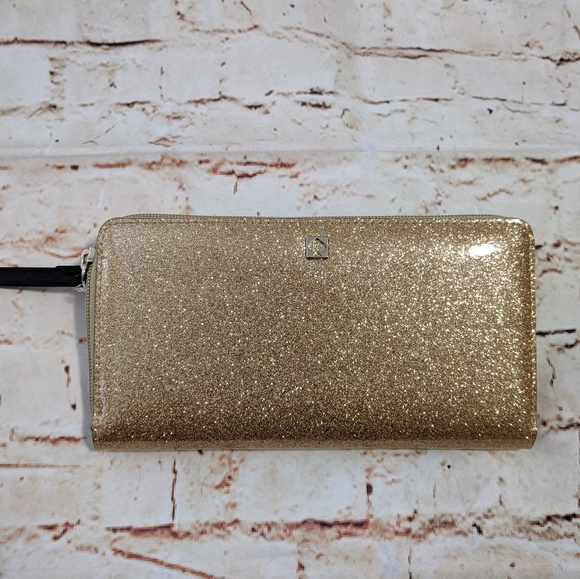 π Kate Spade Mavis St Gold Glitter Neda Wallet - Picture 3 of 7